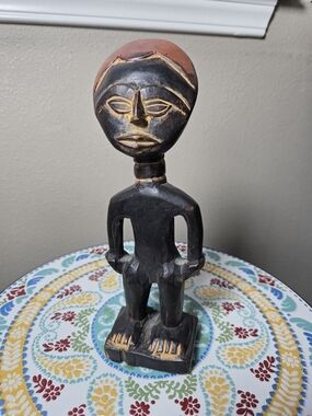 Hand-Carved Black & Brown Tribal Figurine Home Art made in Ghana.